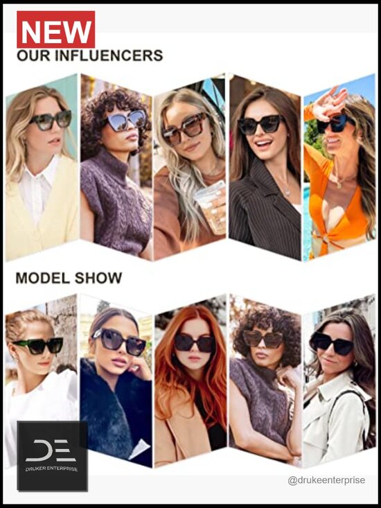 Oversized Square Cateye Polarized Sunglasses UV400 TAC Lenses Polycarbonate